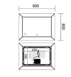 Дзеркало Mixxus Premium CUBIC MR14-80x60-REVERSE (LED Touch, Anti-fog) (MP6648) - мініатюра 5
