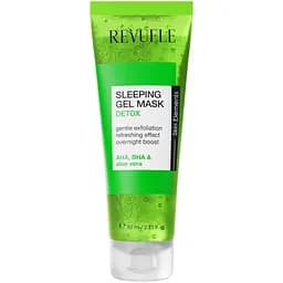 Нічна маска-детокс для обличчя Revuele Sleeping Gel Mask, зелена, 80 мл