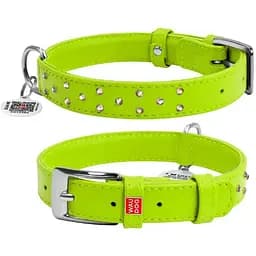 Нашийник для собак Waudog Glamour шкіряний з QR паспортом, з клейовими стразами, M, Ш 25 мм, Дов 38-49 см (4823089307114)