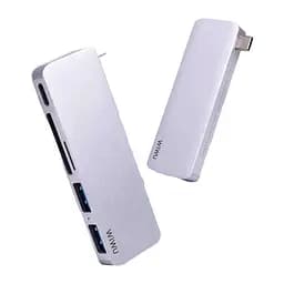 Адаптер Wiwu C1 Plus, USB-C до USB-C+SD+TF+2×USB 3.0 HUB серый