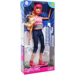 Детская кукла на скейте в шлеме Defa 8375 шарнирная Розовый