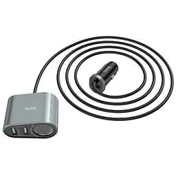 Зарядный удлинитель Hoco Z35A Companheiro Front and Rear Seat Cigerette Lighter серый