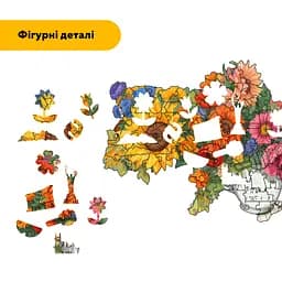 Пазл деревяний Україна Квітуча, А5, Деревяна коробка 35 елементів - мініатюра 3