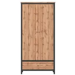 Шкаф распашной с ящиком Gerbor Чос SZF2D1S Дуб Тахо/Черный (GRB-1456)