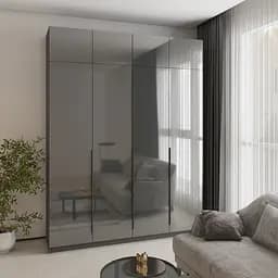 Шафа 4-дверна з антресоллю MebelStar Оскар Gloss BL-B, блок шухляд+полиці 200x52x260 см Антрацит/Антрацит (MBS-5572)