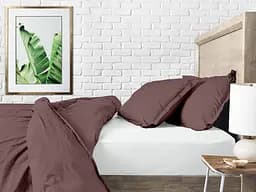 Комплект постільної білизни Cosas Mousse CS7 Полуторний шоколад (Ranfors_Chocolate_El-White_160) - мініатюра 3