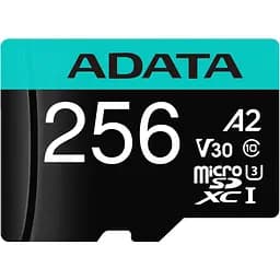 Карта пам'яті ADATA MicroSDXC Premier Pro 256Gb UHS-1 A2 V30S + SD адаптер (AUSDX256GUI3V30SA2-RA1) [162342] - мініатюра 2