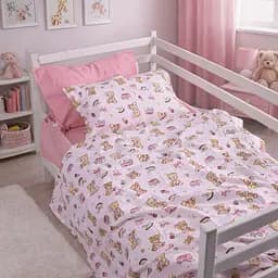 Комплект постільної білизни MirSon Ranforce Elite Little Teddy pink 110x140 см (2200012567883)