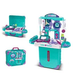 Набор врача 3в1, стол, 35.5x18x46 см, медицинские инструменты, состоящий в чемодан, 24x19x10 см.