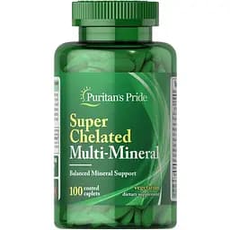 Мінеральний комплекс Puritan's Pride Super Chelated Multi-Mineral, 100 каплет мінерали в хелатованій формі