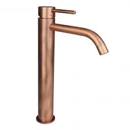 Змішувач для раковини високий Paffoni Light без донного клапана brushed copper LIG081RMSP, Бронза