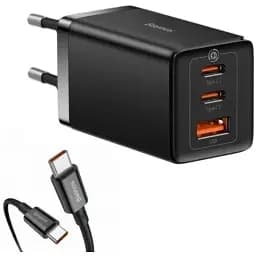 Мережевий зарядний пристрій Baseus GaN5 Pro Fast Charger 2C + U 65W EU Чорний with fast charging Cable Type-C to Type-C 100W
