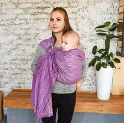 Жаккардовый слинг с кольцами для малышей 0 - 36 месяцев Coolbabka Lily Сиреневый