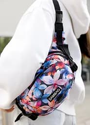 Сумка через плече жіноча бананка Sambag Flex Pro принт "Flowers" 30 × 17 × 15 см (85451153) - мініатюра 6