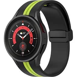 Ремінець для Samsung Galaxy Watch 4 Classic 46mm - чорно-зелений ширина кріплення 20мм силікон Watchbands Cls-line-black (W35-7WB87751991)