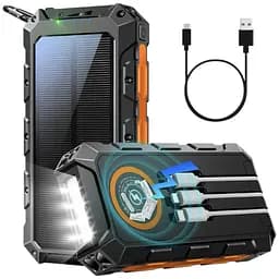 Портативний зарядний пристрій 46800 мАг бездротовий USB C 7 виходів та 2 входи з вбудованим кабелем