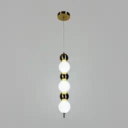 Світлодіодний підвіс із латунними та білими кульками 60 см | Line F | Арт. NO22/3 AB