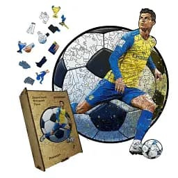 Деревянный пазл Решительный Роналду, А4, Картонная коробка 100 элементов