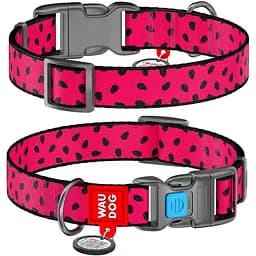 Нашийник для собак Waudog Nylon Кавун, з QR-паспортом, пластиковый фастекс, М, 24-40х2 см - мініатюра 3