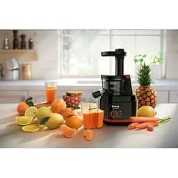 Соковитискач Tefal Juiceo шнековий 150 Вт чаша 0.8 л жмих 0.8 л насадка для цитрусових пластик червоно-чорний (ZC150838) - мініатюра 10