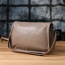 Стильна жіноча сумка на плече з натуральної шкіри Vintage 23002 темно-сіра - мініатюра 9