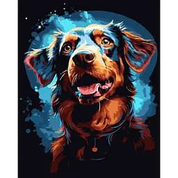Набор для росписи по номерам Strateg Веселый пес на черном фоне 40 х 50 см (AH1208-17)