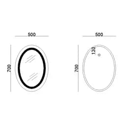 Дзеркало Lidz Vida 700x500 з LED-підсвічуванням Touch, з антизапотіванням, з диммером яскравості LD78LF5070 - мініатюра 2