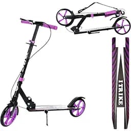 Самокат детский iTrike складной 33х15х89-100 см Черно-фиолетовый 000223064