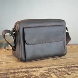 Чоловіча шкіряна сумка крос боді GS 19*25*5 см коричнева (БГ 001 кор) 250