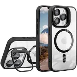 Чохол із підставкою MagSafe TPU PC Metal Stand Case and Camera Lenses Apple iPhone 15 Black
