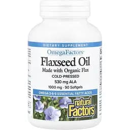 Лляна олія Natural Factors OmegaFactors Flaxseed Oil 1000 мг 90 гелевих капсул