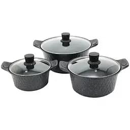 Набор кастрюль Styleberg 1527 6 предметов мраморное покрытие Черный
