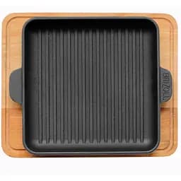 Сковорода-гриль Brizoll HoReCa чугунная квадратная с подставкой 18х18х2.5 см (H181825G-D)