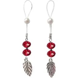 Сексуальні прикраси для сосків Art of Sex Nipple Jewelry Leaf із листочком, колір червоний