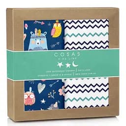 Пелюшки багаторазові Cosas дитячі Indi Blue Animals 2 шт., 80х100 см, бірюзові