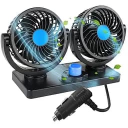 Двойной портативный настольный мини вентилятор Portable Fan F30 автомобильный USB 8-15Вт 360° Черный