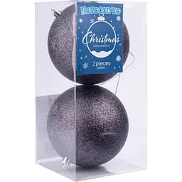 Набір новорічних куль Novogod'ko з глітером 12 см графіт 2 шт. (974429)