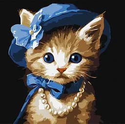 Набор для росписи по номерам Котик в шляпе, Ideyka, 30x30 см, КНО6739