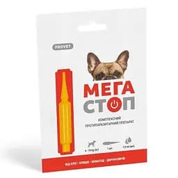 Капли ProVET Мега Стоп для собак 4-10 кг 1 пипетка от внешних и внутренних паразитов