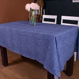 Скатертина MirSon №209 Blue binding 130х130 см рогожка синя