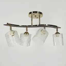 Золотий світильник із декором дерева на 4 плафони у корпусі 60 см | Арт. 6032/4 GD | Line F