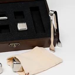 Подарунковий набір Whiskey Stones "Сталевий" коричневий - 6 сталевих кубиків для охолодження віскі - мініатюра 6