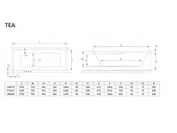Ванна акрилова Radaway Tea 160x75 з ніжками та сифоном, біла (WA1-51-160x075) - мініатюра 3