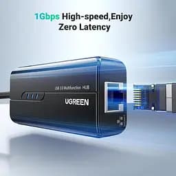 Мережевий адаптер / хаб Ugreen USB 3.0 - 3хUSB 3.0 + RJ45 Ethernet 1000Mbps (20265) - мініатюра 4