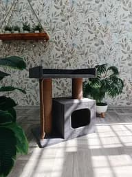 Будиночок кігтеточка з лежанкою для кота 65*55*35 см Сірий