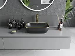Умивальник Mexen Rita black matt gold Edge накладний MEX-21084575, Золотий - мініатюра 3