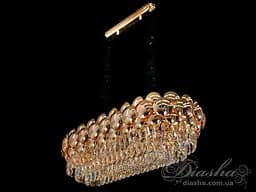 Золота кришталева люстра на кухню овальної форми на 10 ламп