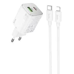 МЗП Hoco N41 Almighty PD20W+QC3.0 (1USB-A/1C) + кабель Type-C to Lightning White