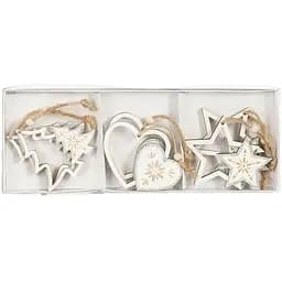 Комплект прикрас House of Seasons Сердечка, зірки та ялинки 6 шт. срібло/шампань (8720967049349_1)