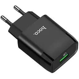Мережевий зарядний пристрій Hoco C72Q Glorious single port QC 3.0 charger EU чорний